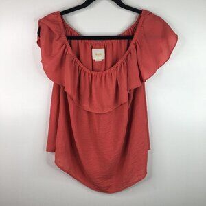 Maeve by Anthropologie Orange Scoop Neck Blouse